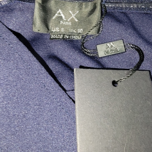 AX París streth slitted darte zipperet sleveless asymmetriecal neckline  blue 6 - Picture 6 of 15